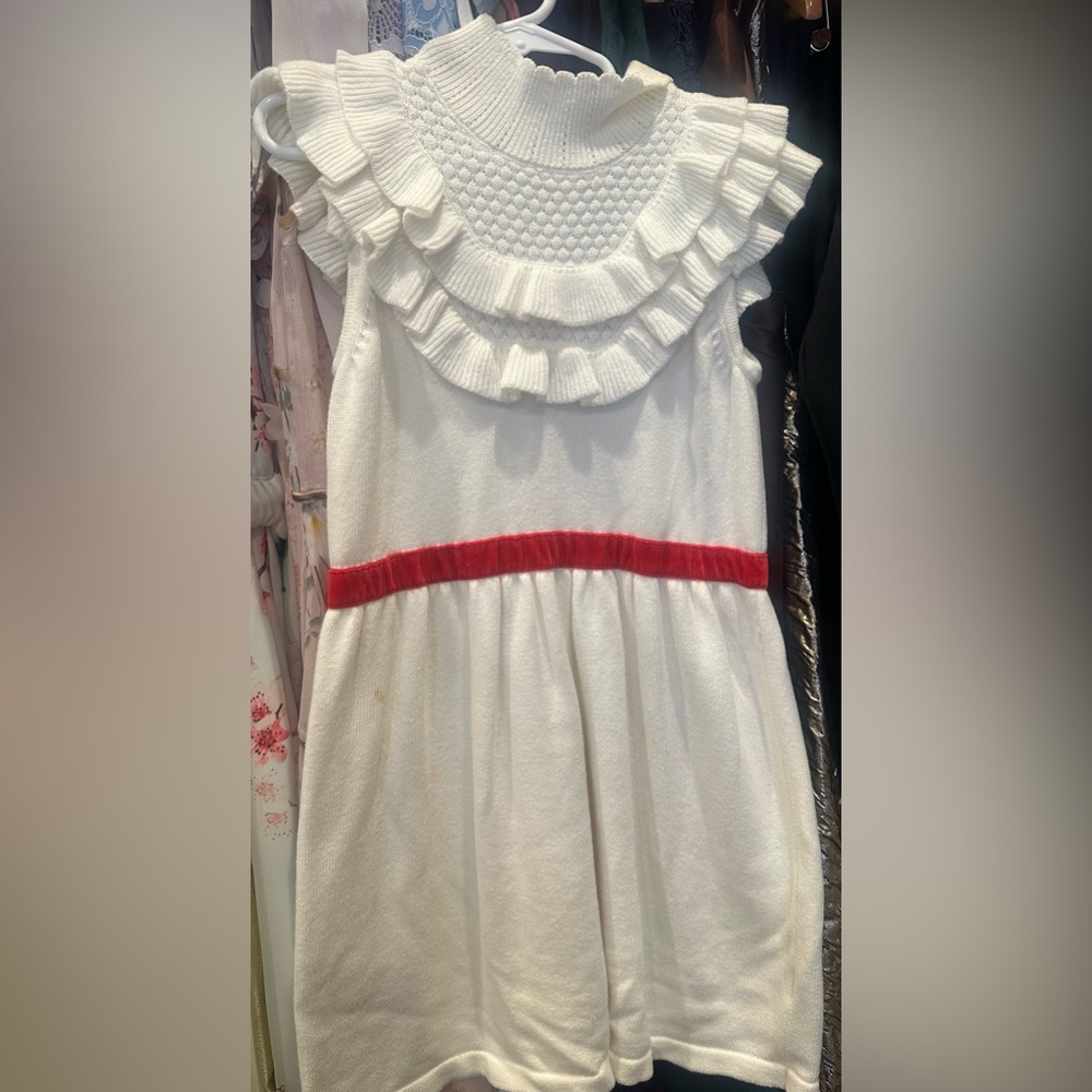 Janie and jack size 6 Sweater dress velvet red ribbon